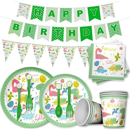 6 Guests Dinosaur Party Disposable Tableware Jurassic World Kids Dino Birthday Party Jungle Safari Roar Theme Parti Decor Rawr