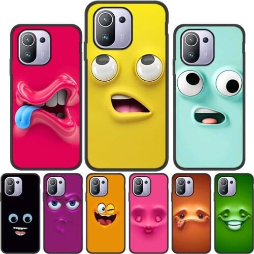 3D Funny Face Phone Case For Xiaomi Redmi Note 10 9 8 7 Pro 9S 10S 8T Case Funda On Xiaomi Mi 11 Ultra Note10 Lite Mi11 9A Cover