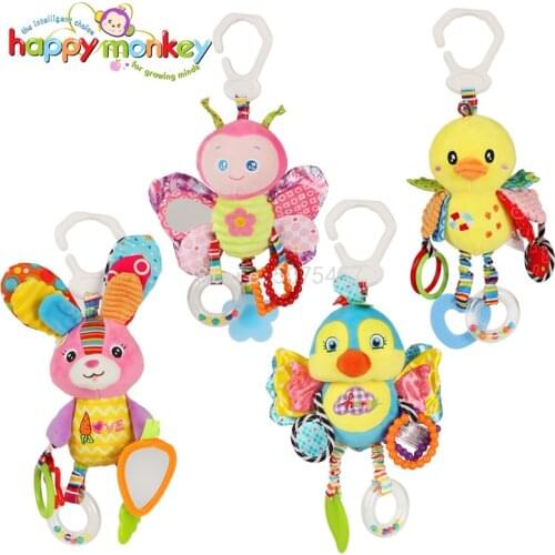 Baby Plush Stuffed Rattle Toys Stroller Hanging Animals Bed Mobile Infant Bunny Educational Toys for Children Gift For Newborns