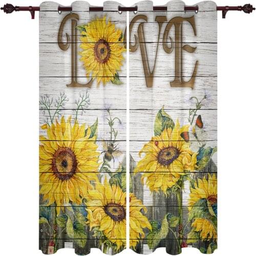 Living Room Curtains Sunflower Park Butterfly Modern Home Decor Bathroom Kitchen Bedroom Balcony Floor Valance Curtains