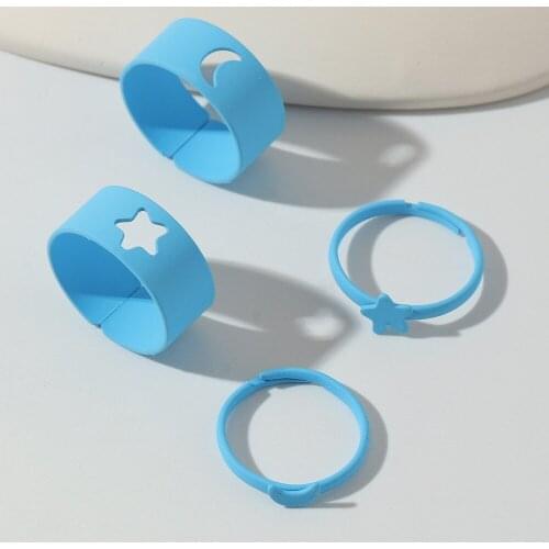 Moon Star Rings For Women Men Resin Acrylic Lover Couple Rings Set Friendship Engagement Open Rings Trendy Jewelry AM3165