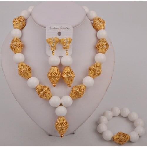 Costume Pearl Necklace White African Jewelry Set Nigerian Beads Jewelry Sets