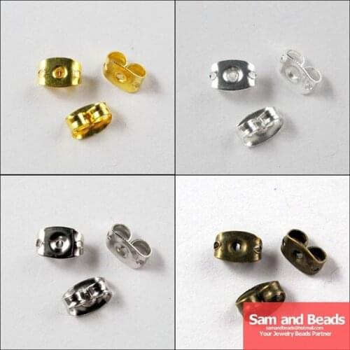 Hot Sale 200pcs/lot Wholesale Gold,Silver,Bronze,Dull Silver Plt Earring Back Stoppers Charms Finding Making 6*4*3mm EF08