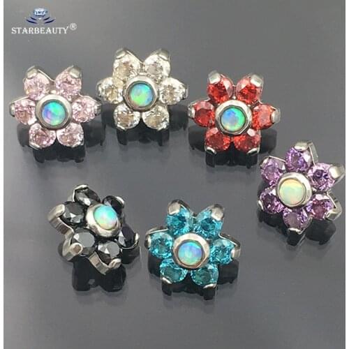 1Pc G23 Titanium Opal Gem Micro Dermal Piercings Dermal Anchor Top Piercings Skin Diver Top Piercing OMBLIGO Body Jewelry