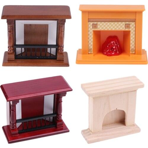 1pcs 1/12 Wood/Plastic Fireplace Model Furniture Dollhouse Living Room Bedroom Miniature Furniture Accessory