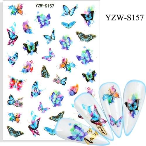 3D Stickers for Nail Spring Summer Self-adhesive Sticker Blue Morpho Flower Butterfly Nail Art Decorations Nail Foil Accessories