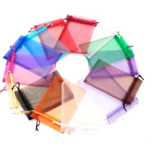 7x9cm Solid Color Yarn Jewelry Packaging Drawable Organza Gift Pouches Jewelry Packing Bags With Drawstring 100pc/lot