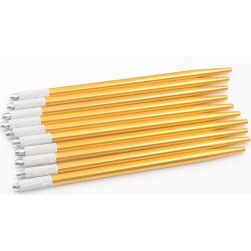 Wholesale 10pcs gold semi permanent make up eyebrow microblading tool manual tattoo pen for fog eyebrow