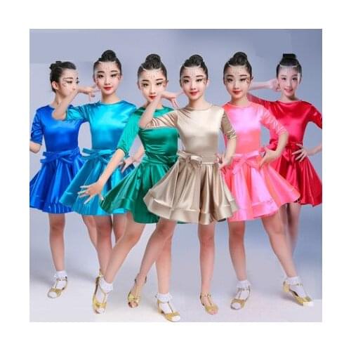 Girl Long/short sleeve Standard Latin Dance Dress Children Ballroom Dance Dresses Kids Salsa Rumba Cha Cha Samba Tango Dress