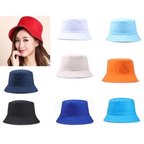 New Pure Color Subbonnet Fedoras Outdoor Fisher Man Hat Beach Cap Unisex Cotton Bucket Hats Women Summer Sunscreen Panama Hat Dr