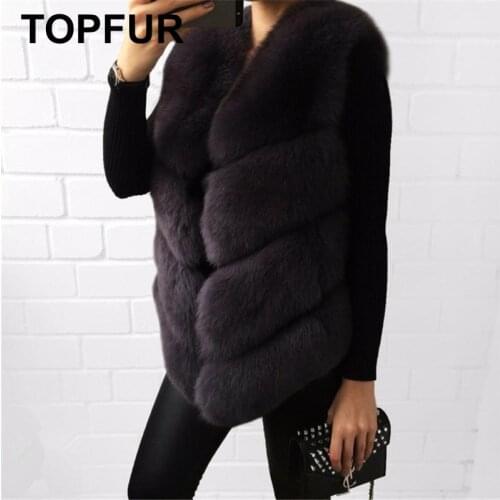 TOPFUR Fashion Style Natural Fox Fur Coat Real Fur Solid Luxury Solid Real Natural Fur Vest Women Winter thick Fur Jacket Lady