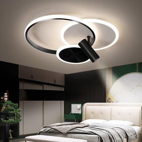 Modern Led Ceiling Lamp with Spotlight Black Metal Dimmable Chandelier Lighting Decoration for Bedroom Living Room Home Fixtures