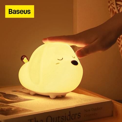 Baseus Rechargeable LED Night Light Lamp Touch Sensor Cute Animal Silicone LED Light For Children Baby Kids Gifts Bedroom Light