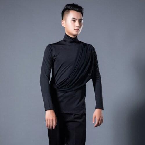 Latin Dance Top Men Long Sleeve Rumba Cha Cha Samba Salsa Tango Dancing Shirts Male Competition Performance Wear Clothes PY042