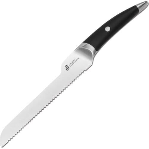 TUO Cutlery Bread Knife - Japanese HC Stainless Steel Kitchen Cake Slicing Knife - Non-slip Ergonomic Black Handle - 8
