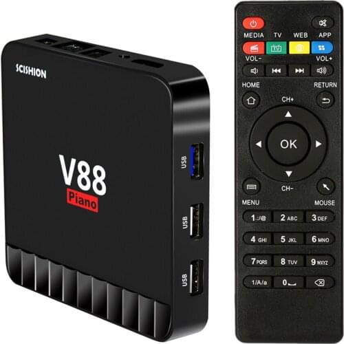 10pcs V88 Piano TV Box 4GB 16GB Android 7.1 TV Box RK3328 Quad Core USB 3.0 4K Media Player Set Top Box