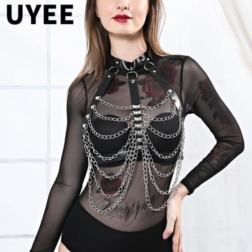 UYEE Women Sexy Body Bondage Lingerie Belt Adjustable Goth Bust Stocking Leather Garter Erotic Waistband Sex Suspenders Harness