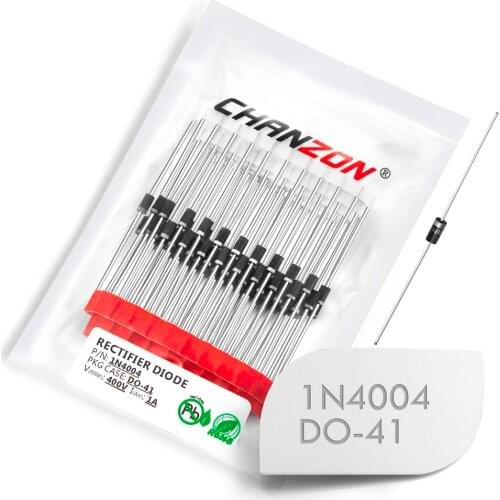 100 Pcs) 1N4004 Rectifier Diode 1A 400V DO-41 (DO-204AL) Axial 1N IN 4004 IN4004 1 Amp 400 Volt Electronic Silicon