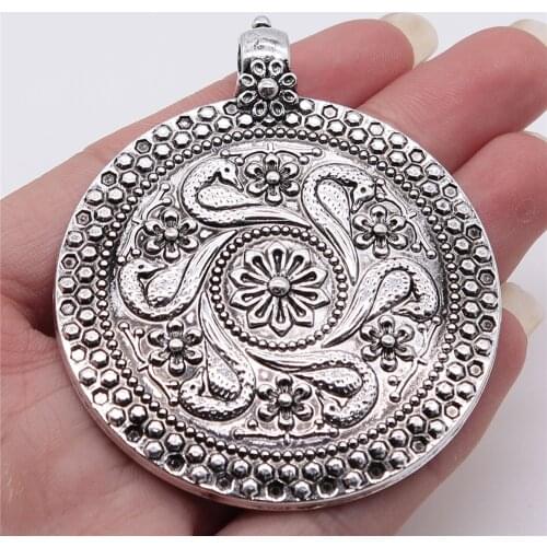 WYSIWYG 1pcs/lot Jewelry Making Diy Handmade Craft Charms Antique Silver Color 59x71mm Caved Phoenix Large Pendant Pendant
