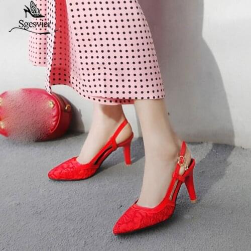 SGESVIER Fashion Women Sandals High Heel Summer Pointed Toe Dancing Wedding Shoes Casual Sexy Party Solid Ladies High Heels B103
