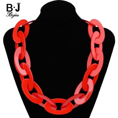BOJIU 8 Colors Boho Big Acrylic Chain Necklaces For Women Large Adjustable Jewelry Punk Statement Chokers Necklace 2019 NK1027
