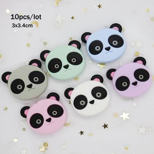 10Pcs Panda Baby Teether Silicone Beads Toddler Necklace Toy Teething Bead BPA Free Perle Silicone Dentition Animal Baby Product