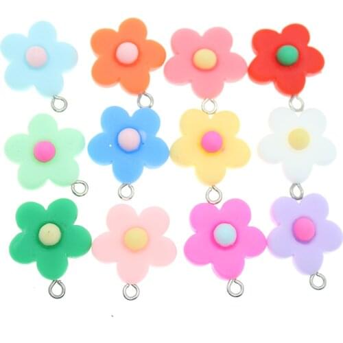 Yamily 12pcs/ 19*mm Resin Little Daisy Sun Flower Charm Pendant For Keychain Earring DIY Fashion Jewelry Making Accessories