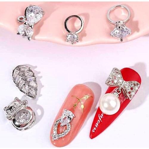 3D Metal Zircon Nail art Japanese Jewelry Nail Decorations High Quality Zircon Crystal Manicure bow Rhinestone Charms