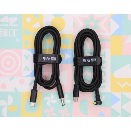 4.8x1.7mm) USB Type C PD Laptop Charging Cable Cord Dc Power Adapter Converter DC 4.8*1.7mm Male 90 Degrees Angled For HP