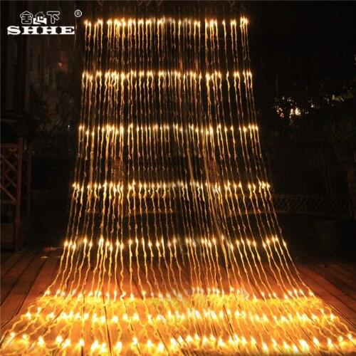 640 LED Waterflow Curtain Fairy String Light Waterfall Decorative Window Lights Wedding Bedroom Outdoor Indoor Wall Decoration