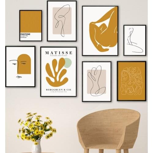 Matisse Plant Face Abstract Line Girl Body Art Canvas Painting Nordic Posters And Prints Wall Pictures For Living Room Decor