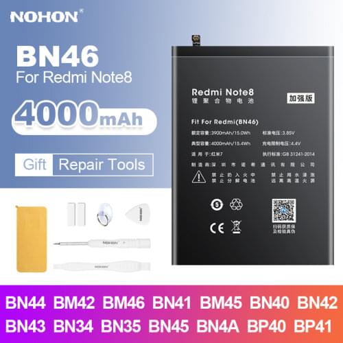 NOHON Battery for Xiaomi Redmi Note 8 7 4X 3 2 Bateria BN46 BM46 BN44 BM47 BN43 BN40 BN41 BM45 for Redmi 5 Plus 5A 4 4X K20 Pro