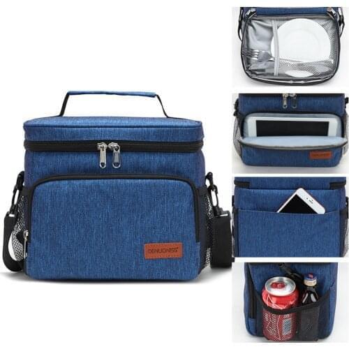 Large Capacity Picnic Cooler Bag Shoulder Bento Thermal Tote Office Food Pouch Camping Snack Fruit Drink Fresh-Keeping Package