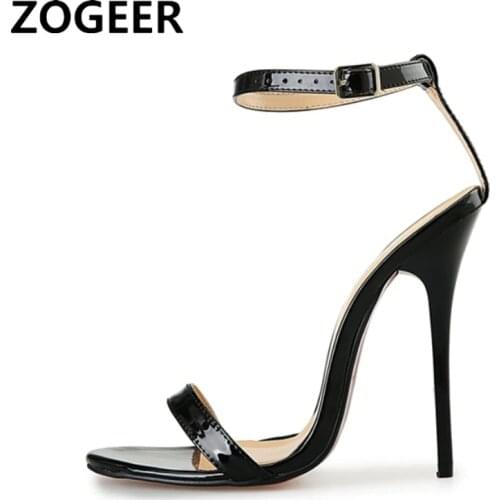 Summer Sandals For Women Ankle Straps High Heels Sandals Women Black Red White Party Wedding Shoes Plus Size 48 Brand Design