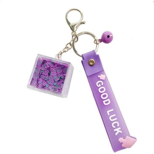 Fruit Kiwi Strawberry Grape Diy Key Chains Liquid Quicksand Floating Acrylic Bottle Keychain Keyring Men Women Bag Charm Gift