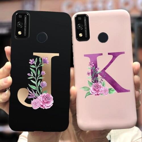 Honor 9X Lite Case Soft Silicone Cute Couple Pink Black Letters Phone Cases For Huawei Honor 9X Lite 9 X Lite Cover Bumper 6.5