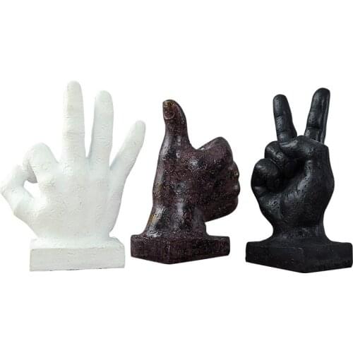 Craft Black Figurines Miniatures White Desk Gesture Nordic Gift Figurines Miniatures Creative Decoratie Home Accessories DG50FM
