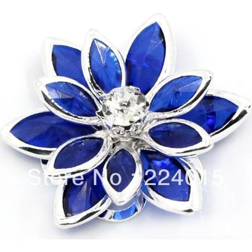 10PCs 3.5x3cm Silver Plated Dark Blue Flower Rhinestone Garment Accessories Embellishment Findings /Connectors Fit DIY Jewelry