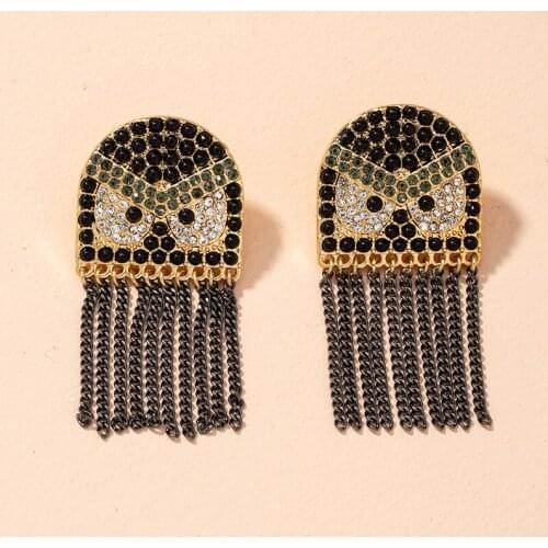 Long Heavy Retro Owl Earrings Women Black Animal Tassel Earrings Party Catwalk Jewelry Wholesale