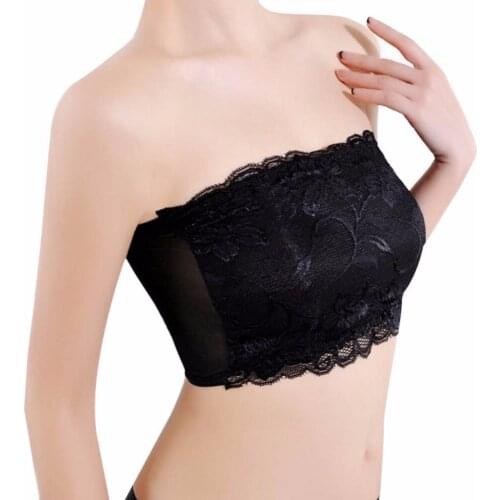 Women Underwear Sexy Lace Flowers Bra Full Cup Brassiere Tube Top Solid Female Bras Wrapped Underwear Bralette 2021