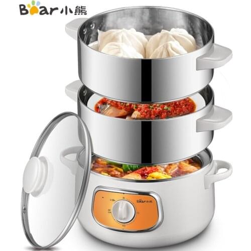 Bear 220V Electric Steamer Three-layer 10L Stainless Steel Electric Steamer All-in-one Electric Cooker Electric Food Steamers