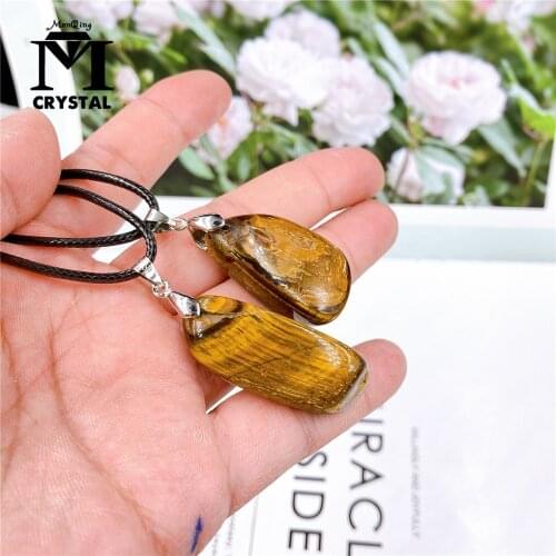 Natural Irregular Crystal Pendant Tiger Eye Quartz Stone Healing Gemstone Divination Spiritual Meditation Jewelry Necklace