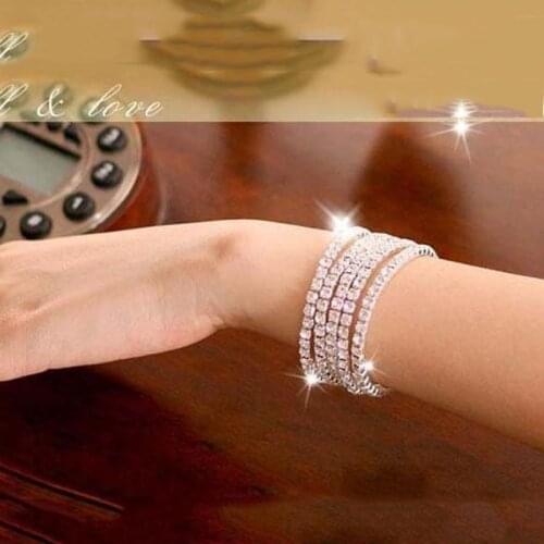 Hot Sale Full White CZ Elasticity Chain Bracelets For Women Top White AAA Austrian Drilling Pulseras For Women Free Shipping