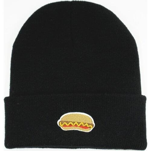 Cotton Hot dog food embroidery Thicken knitted hat winter warm hat Skullies cap beanie hat for men and women 112