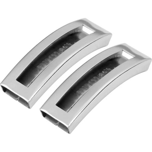 5pcs/lot Stainless Steel Silver Color Long Tube Curved Beads fit Flat Leather Cord Ropes DIY Bracelet Necklace Jewelry Making