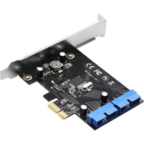 PCI-E Expansion Card 20Pin Riser Card PCIE Controller Card 5Gbps Extend with 2 USB 3.0 19pin connector for desktops PC computers
