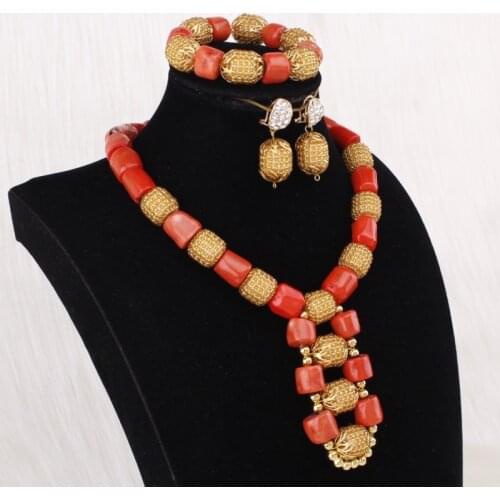 Dudo Jewelry Bridal Jewelry Sets For Women Nature Coral Necklace Set Gold Balls Dubai Jewellery Set Free Shipping 2019 Fashion