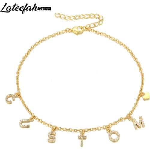Lateefah Foot Jewelry Silver Gold Filled Custom Old English Number Anklet Personalized Special Dates Birthday Gifts For Lovers