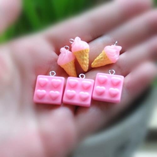Jewelry Materials For DIY Phone Decoration 20pcs Resin Charms Necklace Cute Donut Pendant