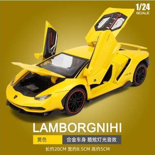 1: 24 lambo 770 Gini sports car model simulation alloy childrens toy car model childrens toy car model birthday gift yellow